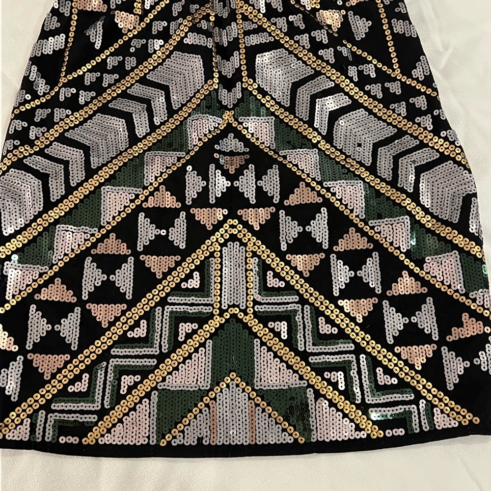 Geometric Sequin Skirt - Black, Gold, Green